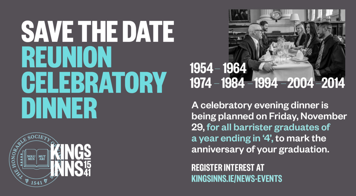 Save the Date: Reunion dinner for Barrister graduates of a year ending in ‘4’