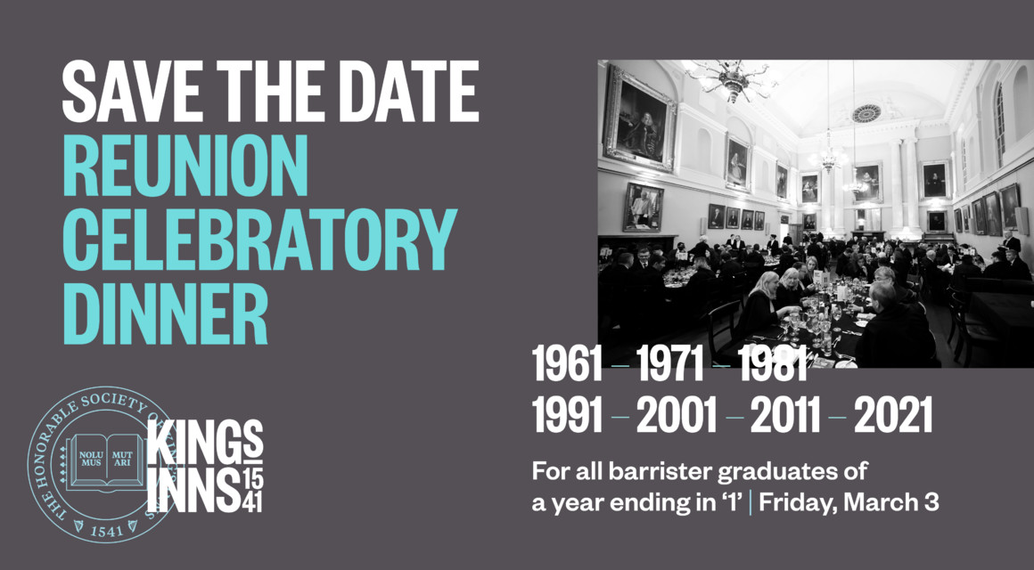 Save the Date: Reunion dinner for all barrister graduates of a year ending in ‘1’